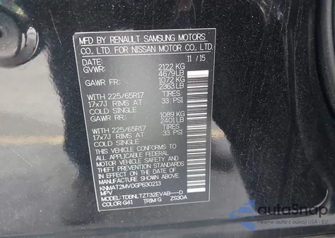 2016 Nissan Rogue Sv from USA, damaged, VIN KNMAT2MV0GP630213